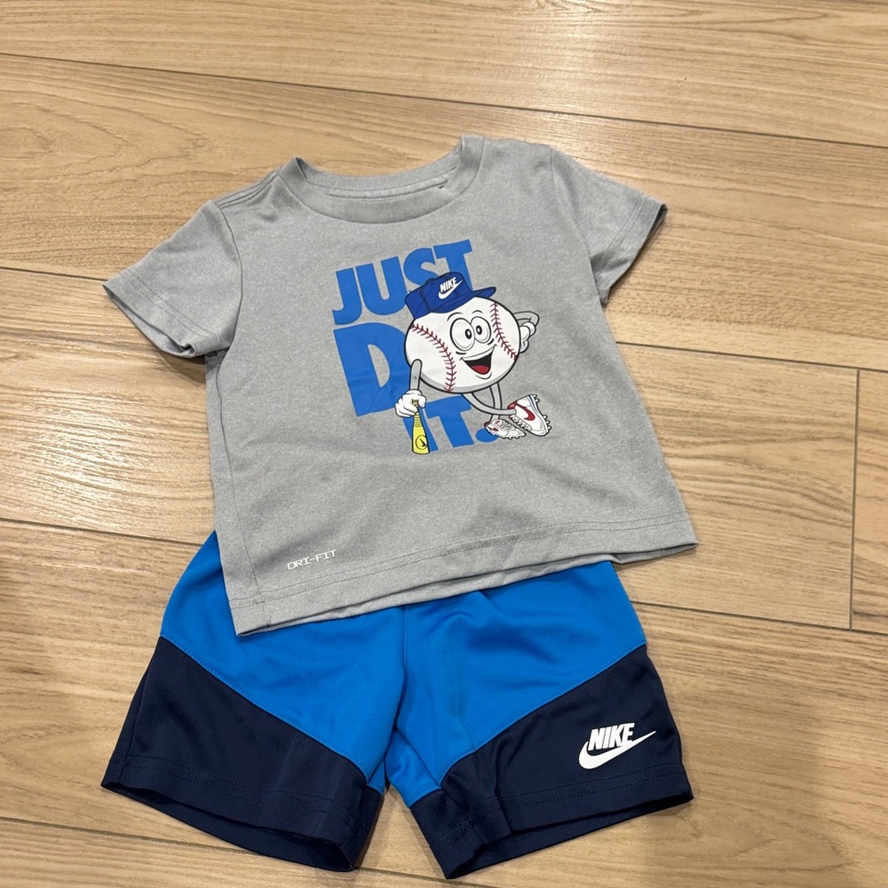 Nike Gray and Blue Toddler Graphic Set